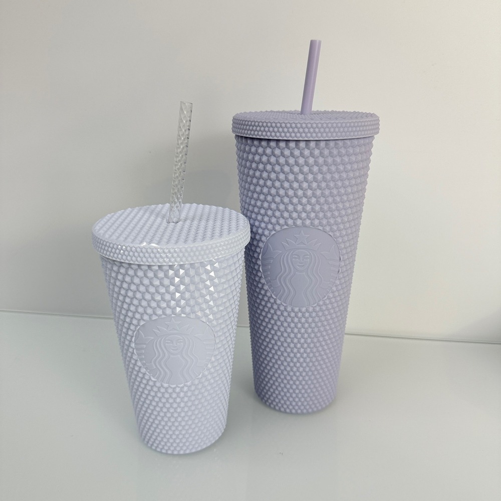 Starbucks Studded Matte Tumbler Set 24oz Lilac 16oz White Excellent Bundle 2pc